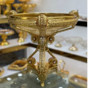 سرویس پذیرایی نگین دار پایه مثلثی طلایی اماراتی