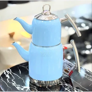 کتری قوری رنگی آبی پاستیلی