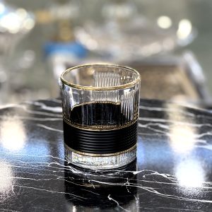 لیوان طرح خطی مشکی طلایی کد 54121 (6 تایی)
