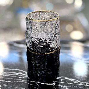 لیوان بلند مات یخی مشکی طلایی (6 تایی)